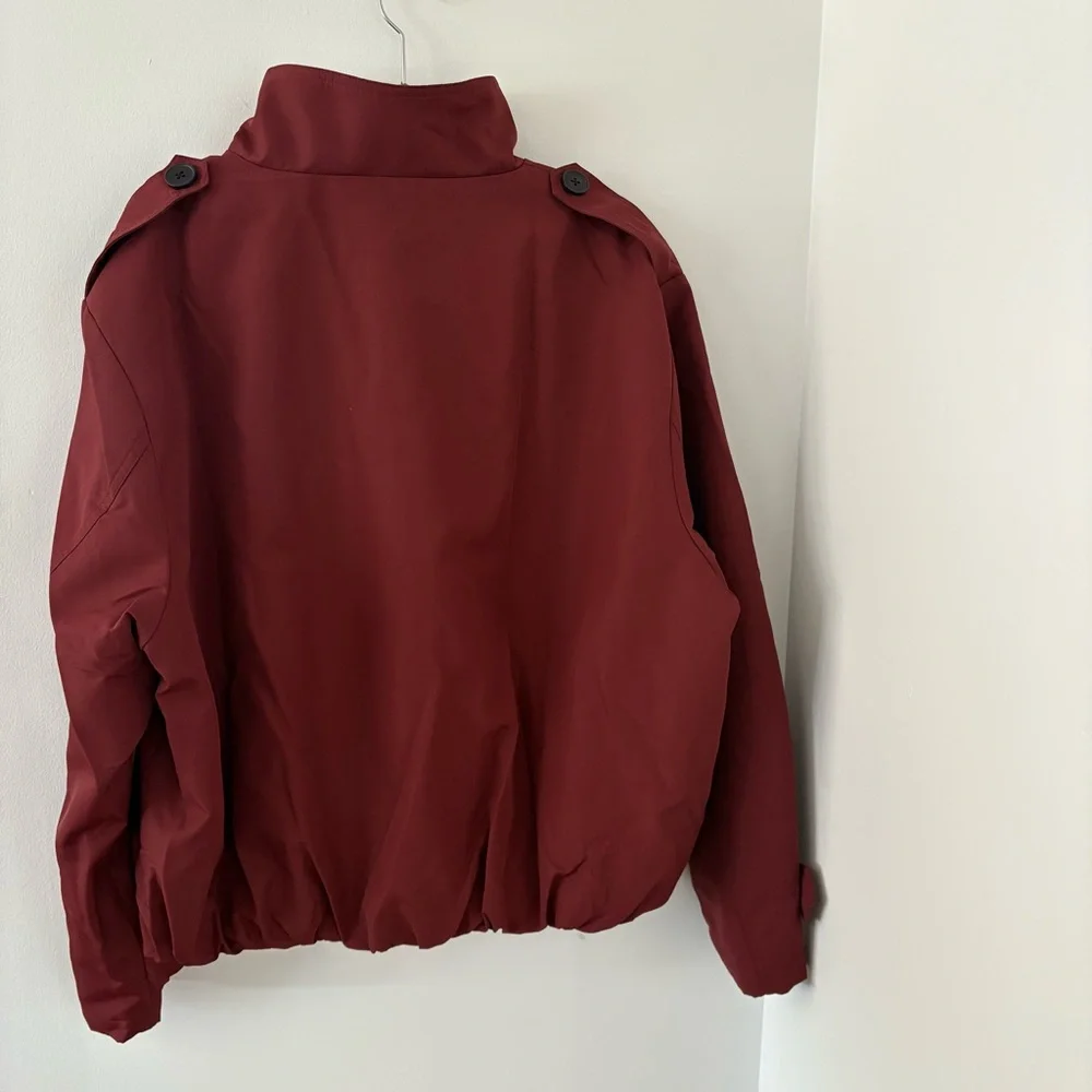 Commense Vintage Loose Trench Coat In Burgundy Size L NWT - Picture 10 of 14